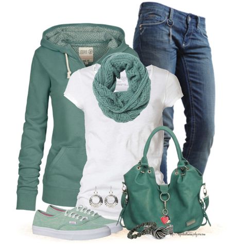 "Hoodies, Jeans and sneakers." by tufootballmom on Polyvore Stil Rock, Stile Hijab, Stitch Fix Inspiration, Stitch Fix Style, My Dream Closet, Fall Winter Outfits, Clothes And Shoes, Look Fashion, Autumn Winter Fashion