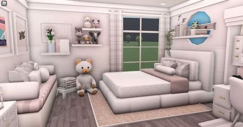 Modern Bedroom Idea Bloxburg, Bloxburg House Room Ideas Bedroom, Bloxburg Parents Bedroom, Kids Bloxburg Room, Bloxburg Girl Room Ideas, Toddler Bedroom Bloxburg, Kid Room Bloxburg, Kid Bedroom Bloxburg, Bloxburg Kid Bedroom Ideas