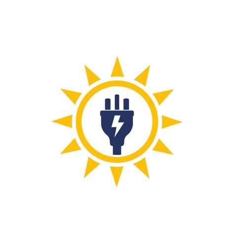 Solar energy, sun and electric plug, vector logo icon Electric Icon, Energy Logo Design, Solar Logo, Football Clips, Energy Symbols, Electric Plug, Healing Center, Power Logo, Renewable Energy Projects