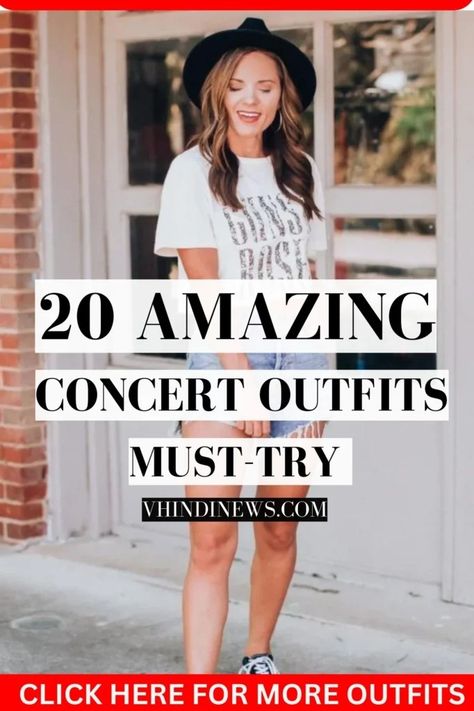 20 Bold and Stylish Guts Tour Outfits: Bold Concert Outfits for Women 27 How To Style Concert Tees, Alanis Morissette Concert Outfit Ideas, Pop Concert Outfit Ideas Summer, Journey Concert Outfit Ideas, Casual Concert Outfits Summer, Pop Concert Outfit Ideas, Summer Rock Concert Outfit, Outdoor Concert Outfit Summer, Summer Concert Outfits