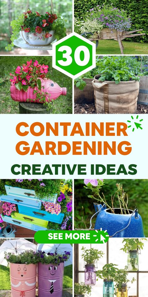 Elevate your compact outdoor area with inventive container gardening concepts. Explore a variety of options, such as vertical garden arrangements and aromatic herb-filled planters, to seamlessly integrate nature into your living space. Whether you possess a balcony, patio, or even modest windowsill accommodations, these suggestions will guide you in establishing a flourishing and dynamic sanctuary right outside your door. Embrace the therapeutic experience of digging into the soil and relish in Easy Diy Planters Outdoor, Container Ideas For Plants, Creative Container Garden Ideas, Garden Planter Ideas, Container Gardening Ideas, Vegetable Rack, Relaxing Backyard, Container Planting, Flower Containers