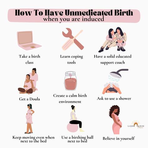 Are you planning an unmedicated birth but found out you must be induced? I hear this so often inside my private student community.⁠ ⁠ It is possible, I promise. I did it 3 times. You can do it too.⁠ ⁠ 👉🏻Hey! I'm Trish❤️, or @labor.nurse.mama comment #FEARLESS to come to my free birth workshops ⁠ ⁠ So...how do you plan an unmedicated induced birth? Here are 8 tips:⁠ ⁠ 1⃣ Take a birth class (Click the link in bio to check out ours- big sale starts wed)⁠ ⁠ 2⃣ Create a plan and share it with your... Start Labor Naturally, Unmedicated Birth Tips, Unmedicated Hospital Birth, Pelvic Floor Exercises Pregnancy, Natural Birth Tips, Pregnancy Tips For New Moms, Labor Tips, Natural Birthing Plan, Natural Labor