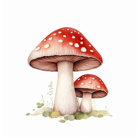 Red Mushroom Aesthetic, Fungi Illustration, Mushroom Clipart, Woodland Animals Theme, Watercolor Art Landscape, Free Png Downloads, Mini Logos, Mushroom Art, Dessin Adorable