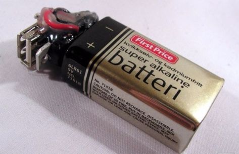 DIY Gadgets - Make Your Own 9V Battery-Powered USB Charger - Homemade Gadget Ideas and Projects for Men, Women, Teens and Kids - Steampunk Inventions, How To Build Easy Electronics, Cool Spy Gear and Do It Yourself Tech Toys #gadgets #diy #stem #diytoys Diy Heater, Recondition Batteries, Spy Gear, Batteries Diy, Diy Gadgets, Diy Tech, Electronics Projects Diy, Arduino Projects, Diy Electronics