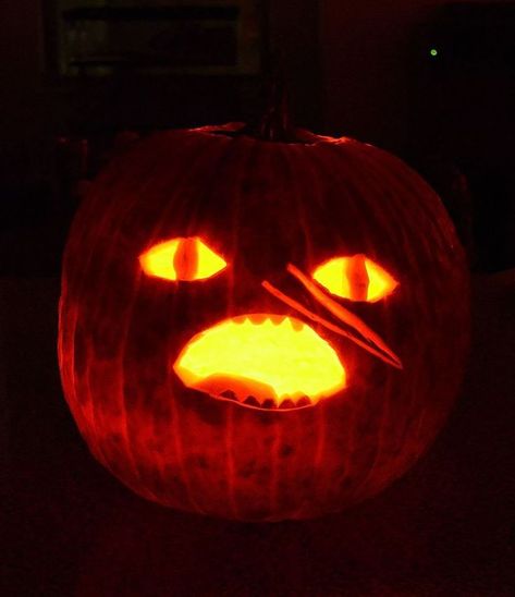 Cool Punkin Carving Ideas, Pumpkin Carving Ideas Nerdy, Pikmin Pumpkin Carving, Pumpkin Carving Ideas Adventure Time, Derpy Pumpkin Carving Ideas, Hippie Pumpkin Carving, Simple Pumpkin Carving Ideas Easy, Punkin Carving Idea, Pumping Carving Ideas