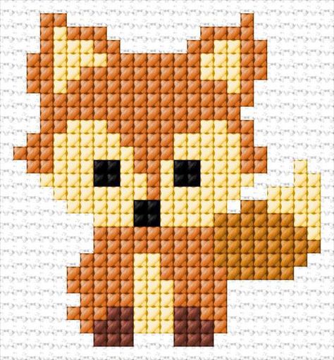 Fox) Art Perle, Pola Kristik, Baby Cross, Mini Cross Stitch, Cute Cross Stitch, Cross Stitch Baby, Cross Stitch Cards, Cross Stitch Animals, Simple Cross Stitch