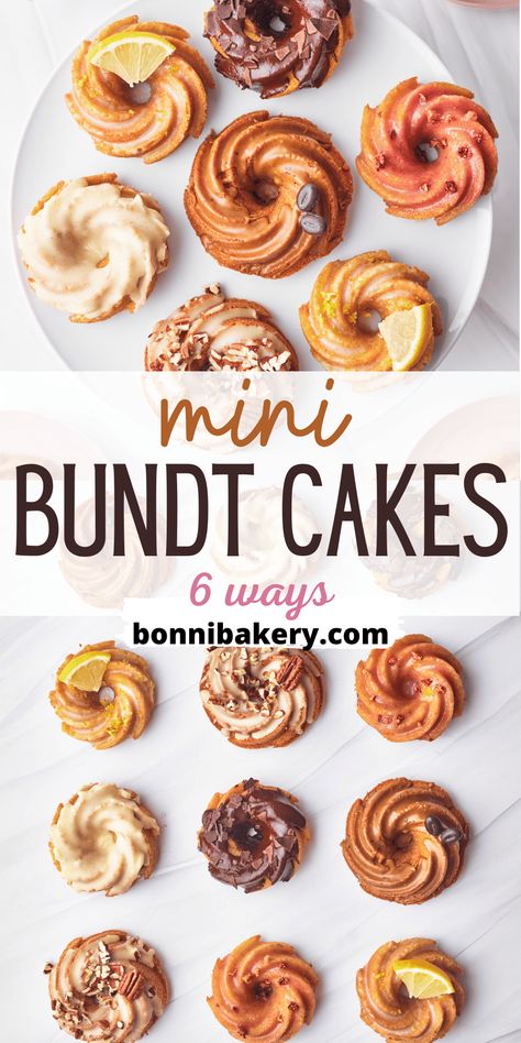 Mini Glazed Cakes, Key Lime Mini Bundt Cakes, Mini Cinnamon Bundt Cakes, Banana Bread Mini Bundt Cake, Mini Raspberry Bundt Cakes, Cute Mini Bundt Cakes, Mini Pound Cakes Cupcake, Smores Mini Bundt Cake, Recipes For Mini Bundt Cakes