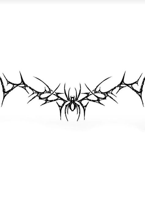 Spider Collar Bone Tattoo, Spider Tattoo Ideas For Men, Simple Alt Tattoos, Easy Gothic Tattoos, Skeleton Tramp Stamp, Spider Tramp Stamp Tattoos, Spider Chest Tattoo, Spider V Line Tattoo, Spider Tattoo Ribs