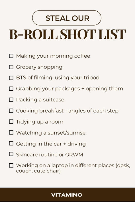 Steal our Broll shot list for UGC creators!   - 10 easy broll shots you can record from your own home today   - content batching processes (so you can post consistently to Instagram WITHOUT it taking over your life.) boost your Instagram visibility and engagement!  #contentideas #socialmediacontentideas #socialmediacontent #postideas #ugc #ugccreator B Roll Ideas, B Roll Footage Ideas, 2025 Success, Content Batching, Ugc Creators, Social Media Cheat Sheet, Amazon Selling, Social Media Content Ideas, Raw Footage