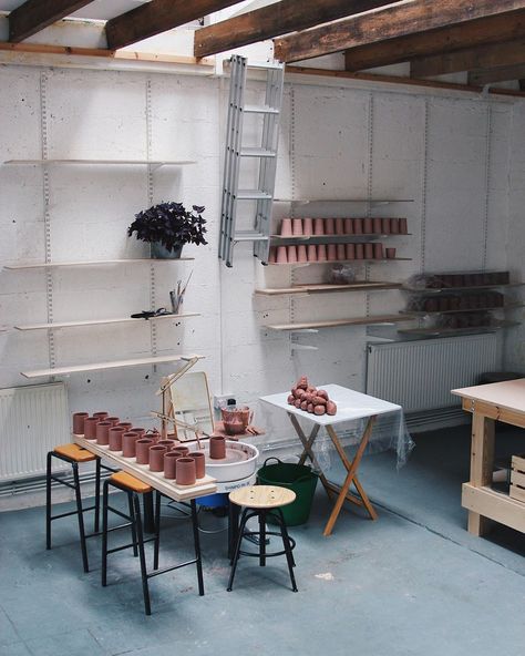 Pottery Wheel Setup, Garage Ceramic Studio, Pottery Studio In Garage, Opening A Pottery Studio, Pottery Shed Ceramic Studio, Pottery Classes Studios, Florian Gadsby, Studio Inspiration, Arch Design