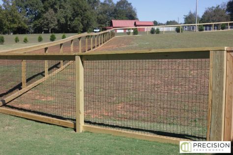 Wire And Wood Fence, Hog Wire Fence, Diy Dog Fence, Livestock Fence, Fence Planning, Pasture Fencing, Welded Wire Fence, Field Fence, Metal Fencing