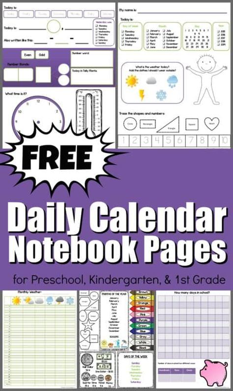 These free printable pages make a super helpful, no prep, daily calendar notebook. These are such a great tool to help kids learn days of the week, months, numbers, and many other skills we sneak in. There are various options for kids from Toddler, Preschool, Kindergarten, 1st grade, and 2nd grade kids. My favorite part is the days of the week and months of the year printable cheat sheet. Months Of The Year Printables Free, Daily Calendar Printable, Kindergarten Calendar, Calendar Worksheets, Today Is Monday, Calendar Activities, Monthly Printable, Calendar Notebook, Calendar Journal