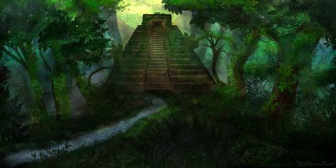 Aztec Pyramid by JKRoots on DeviantArt Aztec Pictures, Shadow Isles, Fantasy Jungle, Forest Inspiration, Aztec Temple, Aztec Pyramids, Vs Pink Wallpaper, Aztec Wallpaper, Dark Jungle