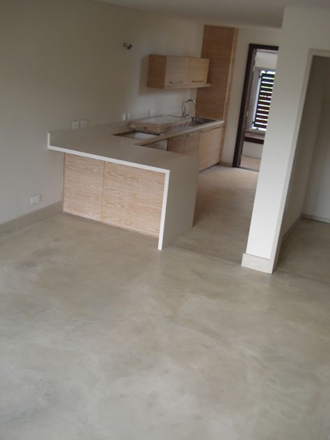 Coloured Cement Floor, Screed Flooring Bedroom, Mediterranean Concrete Floor, Cement Floor Ideas Bedrooms, Micro Cement Kitchen Floor, White Cement Floors In House, Concrete Wood Stamp, Blue Concrete Floor, Cement Finish Flooring