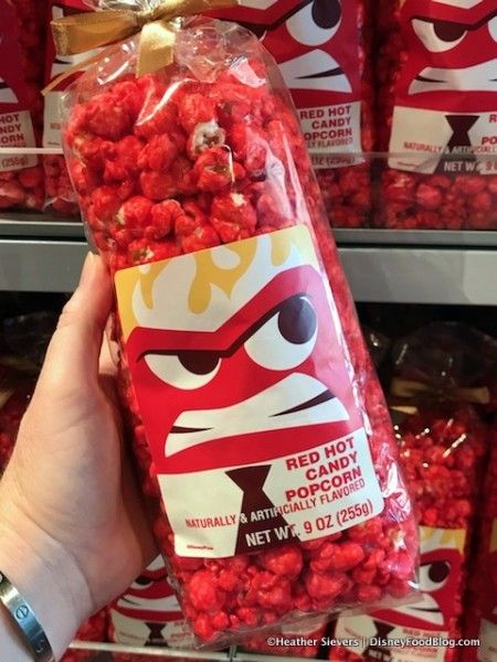 Disney Popcorn Recipe, Disney Food From Movies Aesthetic, Red Hot Candy, Disneyland Popcorn, Red Snacks, Disney Popcorn Bucket, Disney Candy, Disney World Confectionary, Red Hots Candy