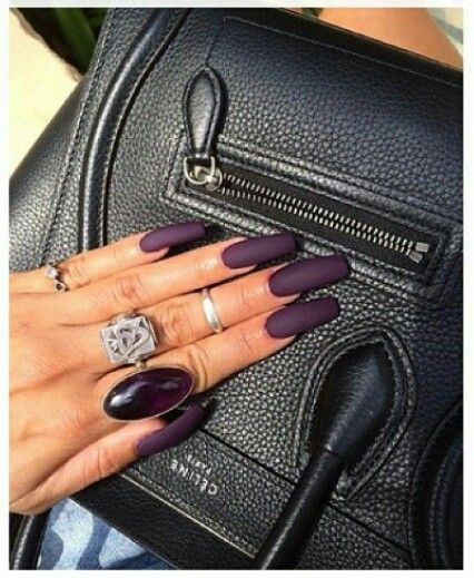 Purple Eggplant Matte Nails Fashionable Celebrities, Nagellack Trends, Purple Nail, Nail Bed, Neutral Shades, Nails Polish, Fabulous Nails, Fancy Nails, Matte Nails