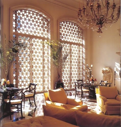 Moroccan Moroccan Inspired Living Room, Frances Elkins, Lantern Living Room, David Adler, Moroccan Window, Moroccan Decor Living Room, Moroccan Living Room, Moroccan Interiors, Moroccan Lanterns