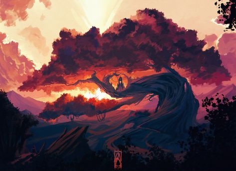 people, digital, digital art, artwork, painting, drawing, digital painting, landscape, forest, nature, wood, Sun, sunset, sunrise, dusk, dark, trees, fantasy art, fantasy architecture, architecture, ancient, silhouette, rocks, shrine, palace, environment, concept art | 3840x2786 Wallpaper - wallhaven.cc Rpg Wallpaper, Painting Laptop, 2560x1440 Wallpaper, Free Painting, Laptop Wallpapers, Nature Background Images, Laptop Backgrounds, Computer Wallpaper Desktop Wallpapers, Desktop Wallpaper Art