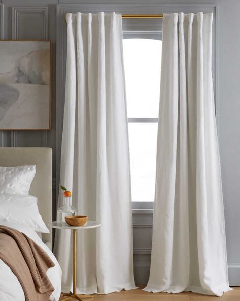 Sustainable Living Room, Linen Room, White Blackout Curtains, Blackout Curtains Bedroom, Linen Blackout Curtains, Goose Down Pillows, Darkening Curtains, Beautiful Curtains, Velvet Curtains