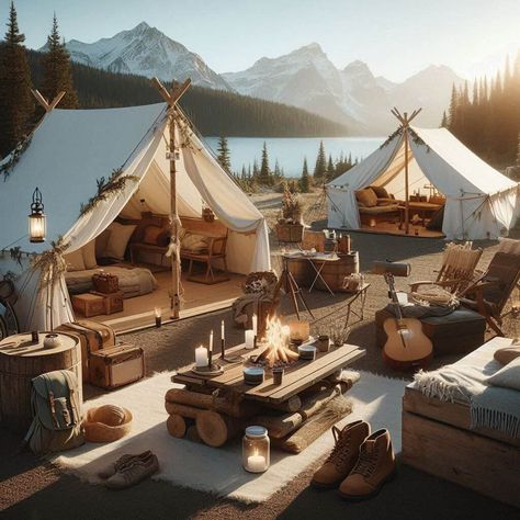 Camping Resort Design, Glamping Site Plan, Luxury Camping Ideas, Camping Glamping Ideas, Yurt Campground, Glamping Aesthetic, Tent Home, Glamping Inspiration, Tents Camping Glamping