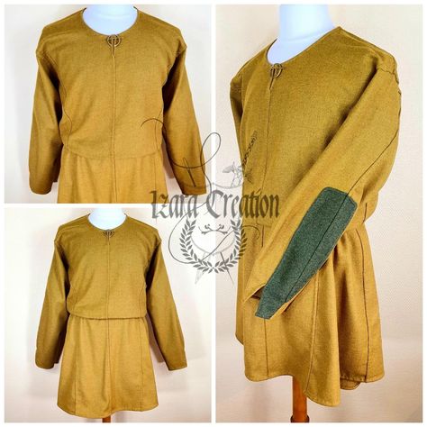 Hedeby / haithabu tunic, 🪡🧵 entirely hand-sewn 🧵🪡 based on the fragments found, in woven and hand-dyed wool ocher yellow and khaki green, provided by the customer Viking Reenactment, Hand Dyed Wool, Viking Age, Living History, Middle Ages, Khaki Green, Hand Sewn, Vikings, Hand Sewing