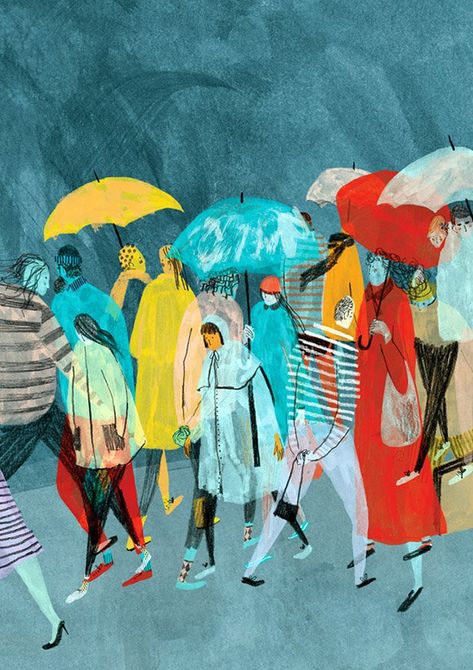 People Illustrations, Tattoo Zeichnungen, Walking In The Rain, Pretty Drawings, Fun Illustration, Art Et Illustration, People Illustration, Art Video, Art And Illustration