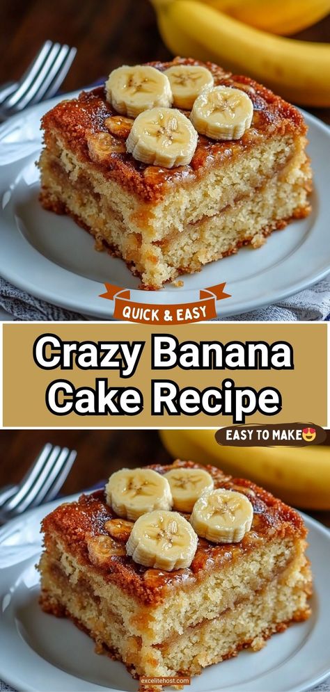 If you’re a fan of banana desserts, this Crazy Banana Cake is about to become your new favorite. Moist, flavorful, and irresistibly rich, it’s the perfect way to use up those ripe bananas sitting on your counter. Whether you’re baking for a special occasion or just treating yourself, this recipe delivers a crowd-pleasing dessert that’s as easy to make as it is delicious. Banana Cake With Cake Flour, Old Fashion Banana Cake, How To Make Banana Cake, Banana And Walnut Cake, Banana Cake With Cake Mix Yellow, Quick Banana Cake, Crazy Banana Cake, Banana Cake Recipe Moist, Banana Carrot Cake