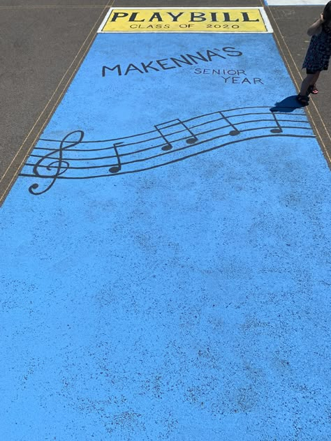 Senior Parking Spaces Theatre, Theatre Senior Parking Spot, Senior Chalk Parking Spot Simple, Music Parking Spot Ideas, Theatre Parking Spot, Music Themed Senior Parking Spot, Painted Parking Spots Senior Easy, Parking Space Painting Ideas Boys, Senior Parking Spaces Music