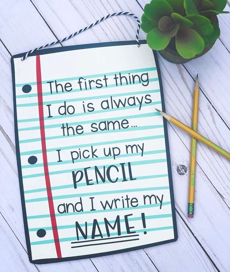 Traci Bender M.Ed, M.S. on Instagram: “Such a cute little chant from @room10shenanigans to help your students remember to get their names on their papers. ✏️ The second part…” S Handwriting, Write My Name, Teaching Classroom Decor, Classroom Wishlist, Teacher Info, Clever Classroom, Class Organization, Write Your Name, School Tool