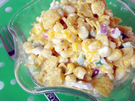 This was a delightful salad.  Tasty and crunchy. Sure to please your guests for a barbeque or anytime! Frito Corn Salad Recipe, Frito Corn Salad, Chili Cheese Fritos, Corn Salad Recipe, Paula Dean, Paula Deen Recipes, Corn Salad Recipes, Cole Slaw, Nigella Lawson