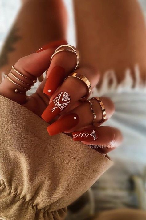 Nail Trends Winter, Country Nail Designs, Country Acrylic Nails, Rodeo Nails, Cowboy Nails, Indian Nails, Western Nails, Boho Nails, August Nails