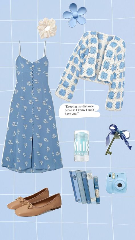 #outfitoday #outfit #aesthetic #cottagecore Light Blue Cottagecore, Cottagecore Outfits Aesthetic, Cottage Core Aesthetic Outfit, Modern Cottage Core, Blue Cottagecore, Aesthetic Cottagecore, Cottagecore Outfits, Cottage Core Aesthetic, Everyday Fashion Outfits