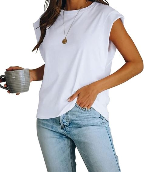 This is perfect on its own or with a romper! It does shrink in the dryer to hang it to dry! So comfortable! Womens Tank Tops Summer, Cap Sleeve Tee, Loose Fit Shirts, Cap Sleeve Top, Summer Crop Tops, Women Sleeve, Casual Chic Style, Casual Tank Tops, Caps For Women