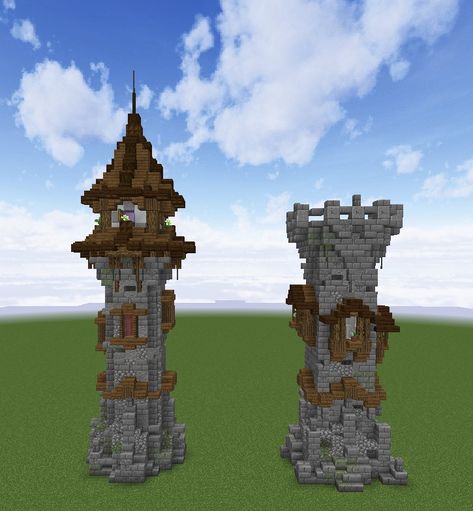 Castle Tower Minecraft, Minecraft Towers, Minecraft Medieval Tower, Mc Castle, Minecraft Tower, Mega Base, Houses Blueprints, Minecraft Castle Designs, Minecraft Kingdom