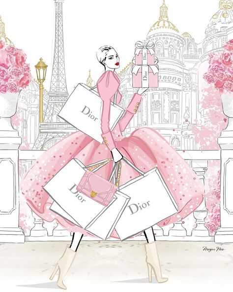 MEGAN HESS on Instagram: “DIOR TAKEDOWN!……. One of the NEW prints in my Limited Edition collection…… What could be more fun than a take down at Dior in Paris! ………………” Dior Illustration, Megan Hess Illustration, Vintage Fashion Sketches, Mode Prints, Dior Girl, Megan Hess, Arte Inspo, Illustration Poster, Fashion Wall Art