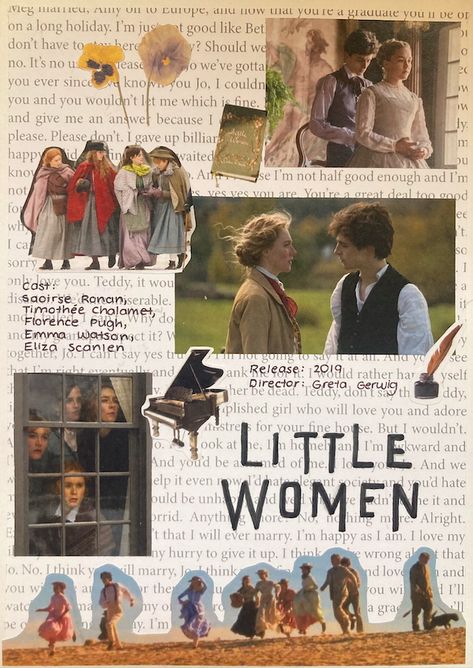 Little Women Journal Page, Little Women Drawing, Movie Journal Page, Little Women Poster, Concept Moodboard, Pretty Woman Movie, Absolute Cinema, Movie Journal, Movie Collage