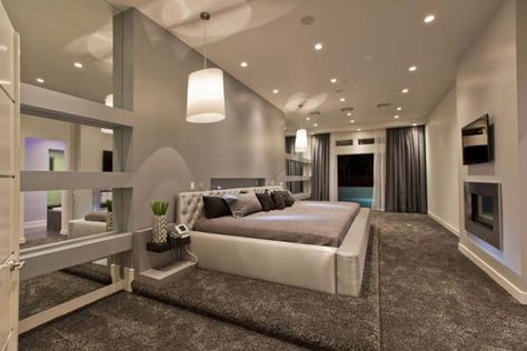 Modern art gallery style home in Vegas Dream Bedrooms, Modern Luxury Bedroom, Luxury Bedroom Design, Luxury Bedroom Master, Luxurious Bedroom, Elegant Bedroom, House Decorating, Master Bedrooms, Best Interior Design