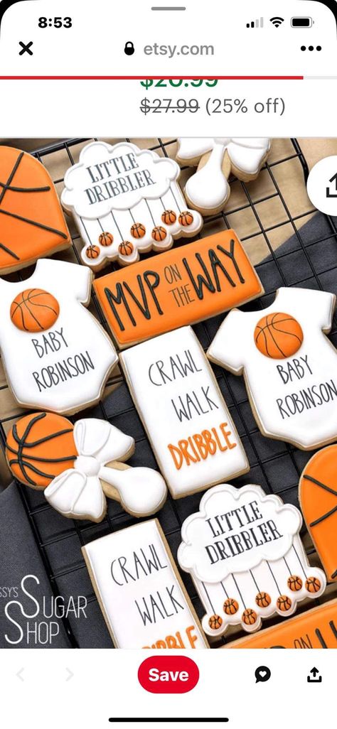 March Madness Baby Shower Ideas, Basketball Theme Baby Shower Ideas, Basketball Baby Shower Ideas, Basketball Theme Baby Shower, Basketball Cookies, Basketball Baby Shower, Basketball Baby, Basketball Theme, Shower Inspiration