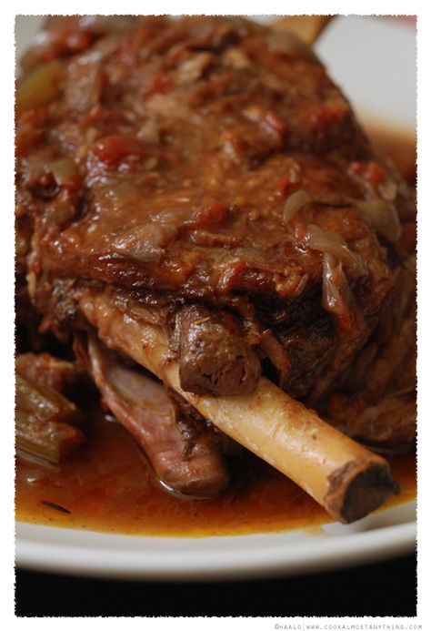 slow-cooked goat shoulder© by Haalo Easy Lamb Recipes, Cook Lamb, Lamb Shank Recipe, Ground Beef And Cabbage, Goat Recipes, Slow Cooker Lamb, Braised Lamb Shanks, Lamb Shank, Braised Lamb