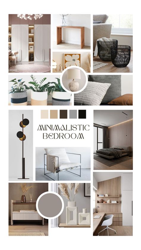 #moodboard #minimalistic #interiordesign #interior #decor #home&decor #DIY Minimalist Bedroom Mood Board, Mood Chart, Bedroom Mood Board, Relaxing Lounge, Minimal Interior Design, Interior Bedroom, Interior Design Mood Board, Minimalism Interior, Mood Board Design