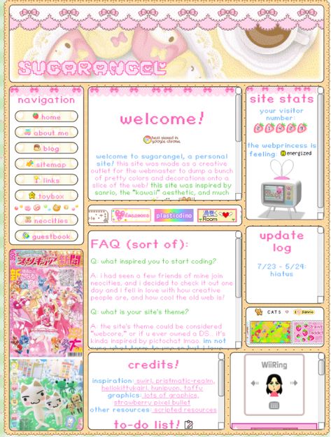 Tumblr Website Aesthetic, Cute Blog Design, 2000 Computer Aesthetic, 2000s Website Aesthetic, Old Web Design, Neocities Template, Y2k Website Design, Kawaii Website, Cute Websites