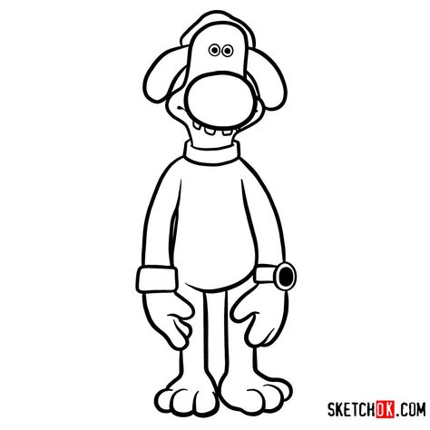 How to draw Bitzer | Shaun the Sheep - Step by step drawing tutorials Shaun The Sheep Drawing, Sheep Drawing, Silk Ribbon Embroidery Patterns, Sheep Crafts, Shaun The Sheep, Dog Coloring Page, Drawing Guide, The Farmer, Sketch Notes