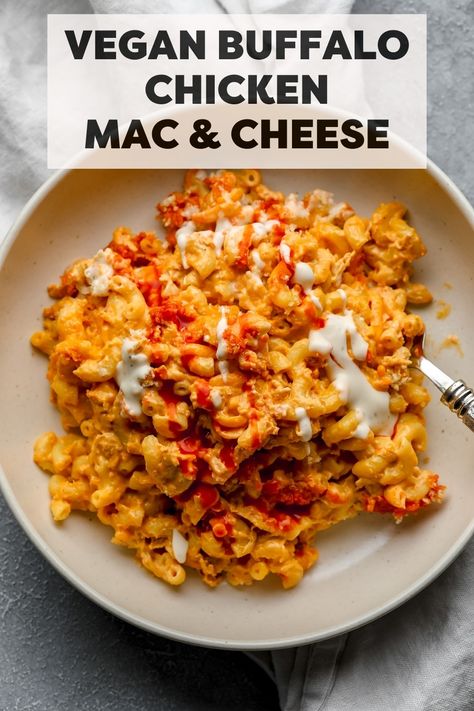 Vegan Buffalo Mac and Cheese Buffalo Mac And Cheese Recipe, Buffalo Mac N Cheese Recipe, Vegan Casserole Recipes, Vegan Stuffed Shells, Buffalo Mac And Cheese, Mac And Cheese Healthy, Nora Cooks, Vegan Mac N Cheese, Buffalo Recipe