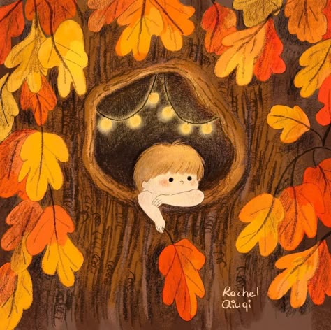 Fall Trees Illustration, Halloween Screen Savers, Busy Drawing, Idea To Paint, Autumn Story, Stuffed Pumpkin, Autumn Illustration, Halloween Drawings, Tree Illustration