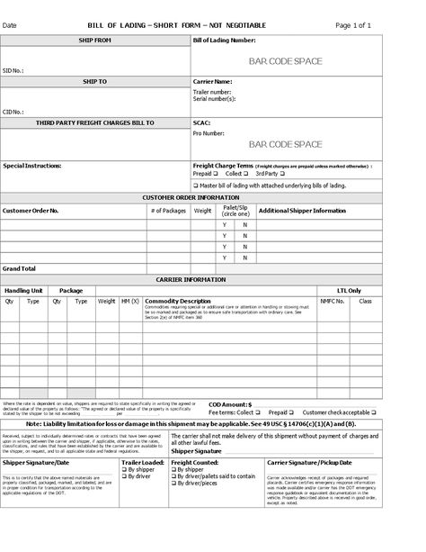 Bill of Lading template - Download this Bill of Lading template in order to provide a Bill of Lading copy to a new owner, and need to make a draft or original Bill of Lading. Free Receipt Template, Bill Of Lading, Rental Agreement Templates, Office Templates, Bill Template, Receipt Template, Word Free, Purchase Order, Short Form