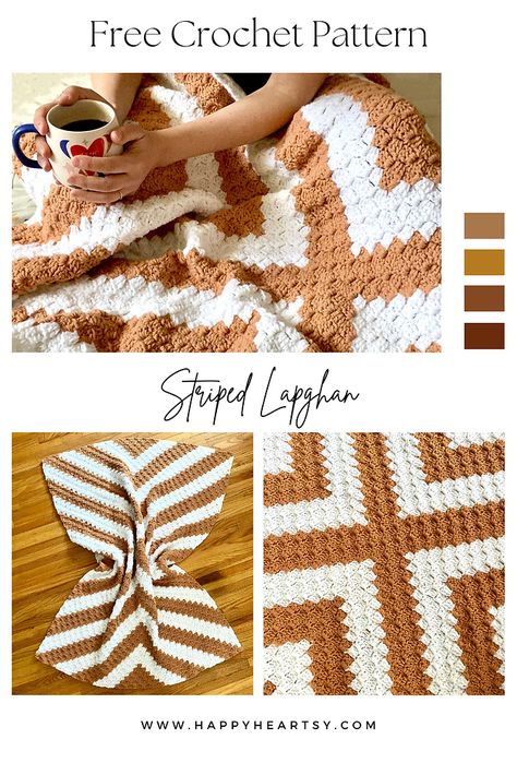 Crochet C2C Striped Throw | Free Pattern C2c Crochet Pattern Free, Modern Crochet Blanket, Yarn Organization, Crochet Classes, Fall Crochet Patterns, Crochet Dog Sweater, Popular Crochet, Crochet Blanket Designs, Crochet Abbreviations