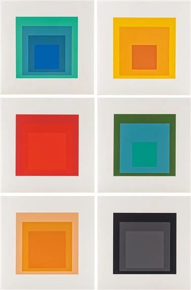 Artwork by Josef Albers, Hommage to the Square, Made of Colour silkscreen on Hahnemühle (watermark) Anni Albers Pattern, Joseph Albers Color Theory, Joseph Albers Interaction Of Color, Josef Albers Color, Joseph Albers, Josef Albers Homage To The Square, Bauhaus Art, Josef Albers, Expressionist Art