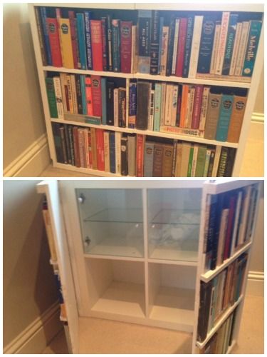 This clever project takes an IKEA shelving unit and adds a false front that looks like a bookcase. Get the tutorial at IKEA Hackers »   - CountryLiving.com Diy Hiding Places, Ikea Shelving, Ikea Shelving Unit, Secret Doors, Secret Hiding Places, Hidden Spaces, Hidden Compartments, Secret Storage, Hidden Rooms