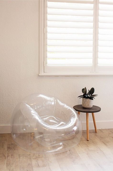 Transparent Chair, Clear Chairs, Dorm Style, Inflatable Furniture, Inflatable Chair, Home Building Design, Room Aesthetic, Popsugar, Aesthetic Room