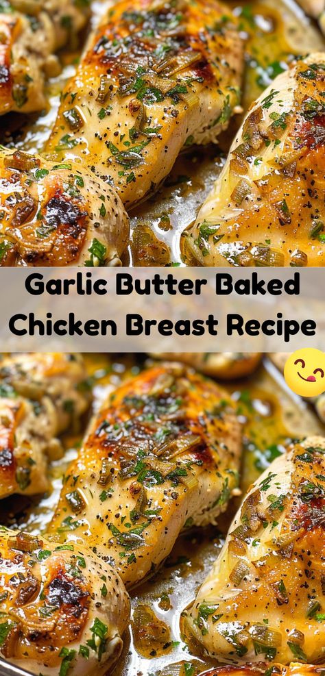 Easy garlic butter baked chicken breast recipe Garlic Butter Baked Chicken, Butter Baked Chicken, Easy Garlic Butter, Oven Baked Chicken Breasts, Chicken Breast Recipes Baked, Easy Chicken Breast, Chicken Breast Recipe, Chicken Breast Recipes Easy, Healthy Chicken Breast